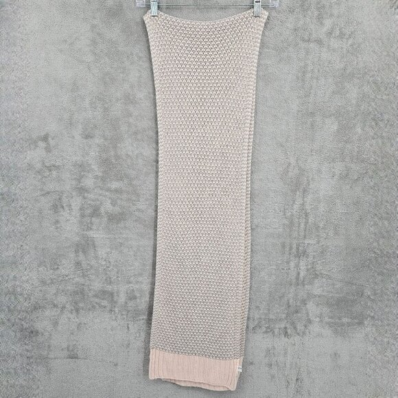 Calvin Klein Scarf Rectangular Pink Metallic Silver Grey Knit Acrylic Multi Wear - Picture 11 of 12